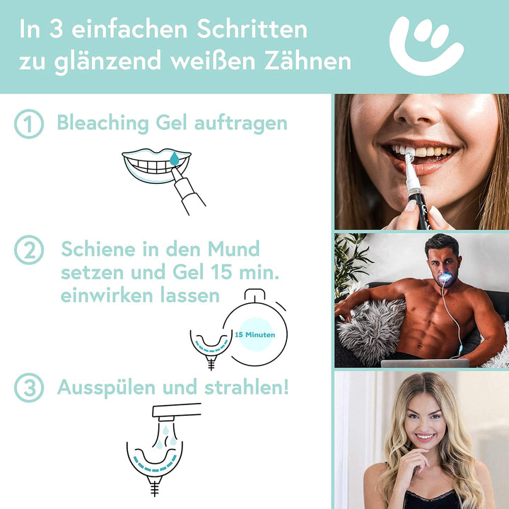 Hochwertiges Teeth whitening kit von UniqueSmile - All in One Bundle für Zahnaufhellung & weisse Zäh
