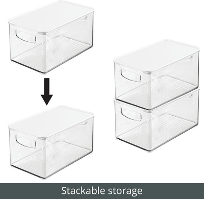 mDesign 2er-Set Kühlschrankbox – Kühlschrank Vorratsdose abnehmbarem Deckel und Griffen – lebensmitt