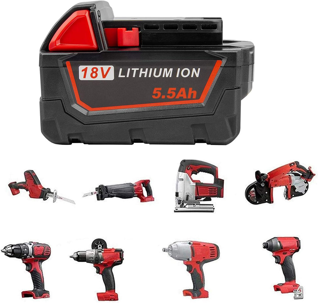LabTEC Akku 18V 5500mAh Lithium Batterie Ersatz für Milwuakee Akku 18V M18b 48-11-1850 48-11-1840 48