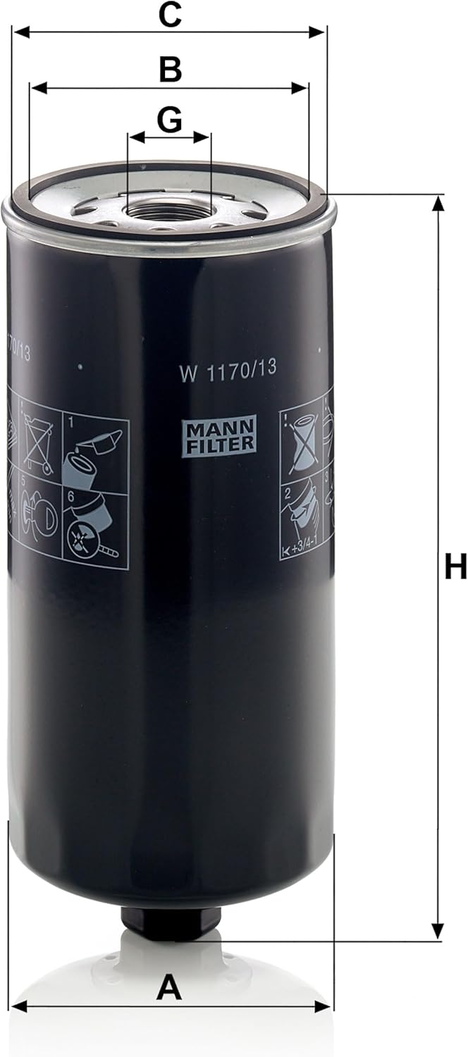 MANN-FILTER W 1170/13 - Schmierölwechselfilter Ölfilter – Für Industrie, Land- und Baumaschinen