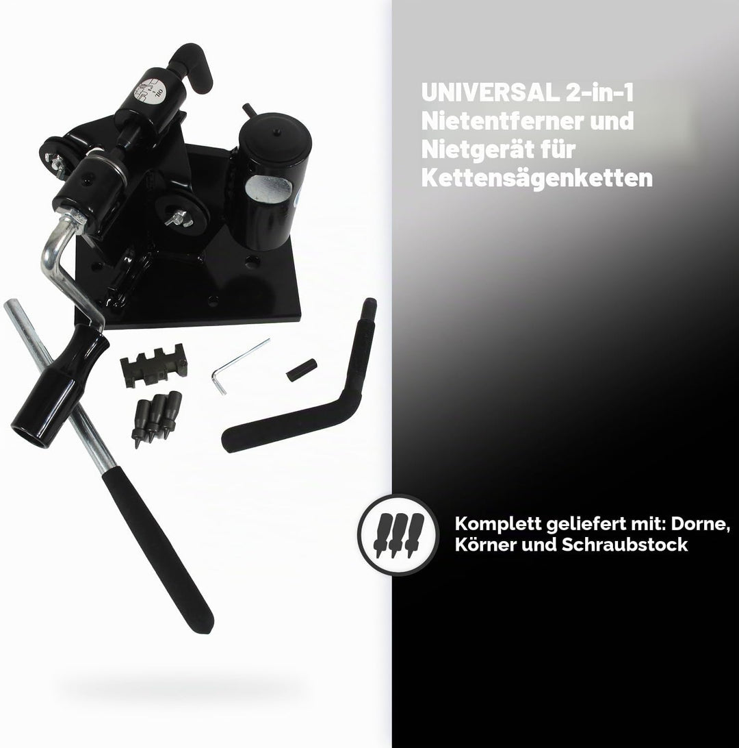 Universal – 2-in-1 – Universal-Treiber &amp; Nietmaschine – für die Pflege von Kettensägen – geeignet fü