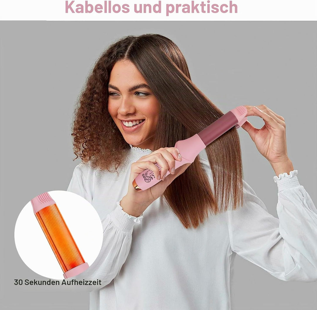 Kabelloser Lockenstab, 21,5 mm Reise Mini Hair Curler, USB Wiederaufladbar Lockenstab mit 3 Einstell