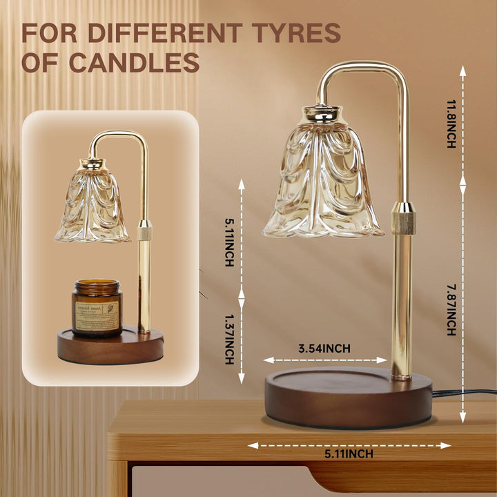 Candle Warmer Lamp with Timer Electric Adjustable Height Candle Dimmable Wax Warmer Lamp Jar Candles