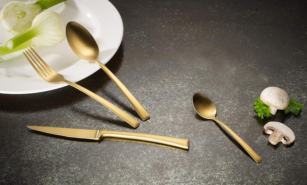 ECHTWERK Tafelbesteck Avelino, Gold Edition, 42-teilig, Essbesteck für bis zu 6 Personen, Edelstahl