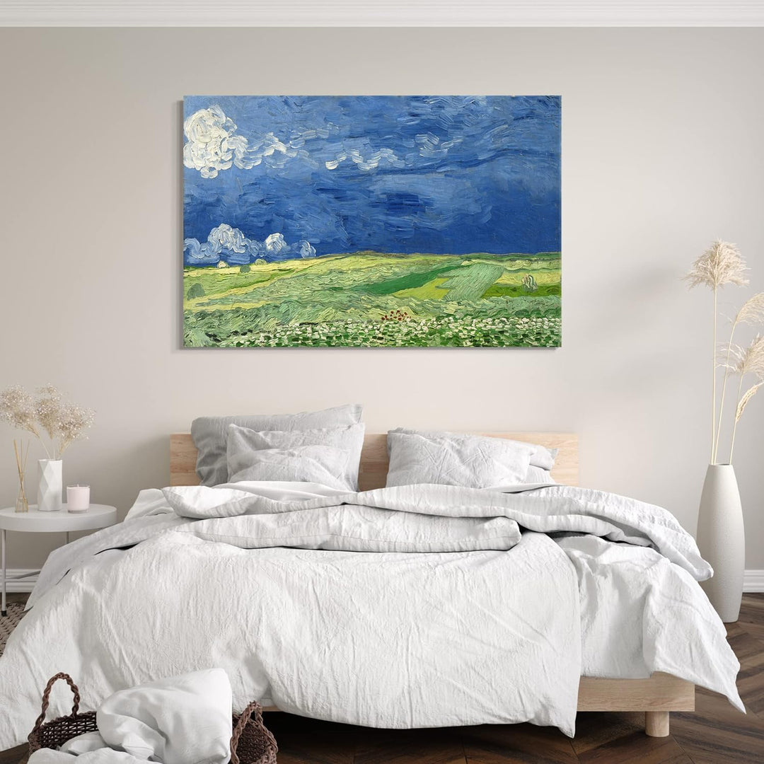 Printed Paintings Leinwand (80x60cm): Vincent Van Gogh - Weizenfeld unter Gewitterwolken (1890) 80x6
