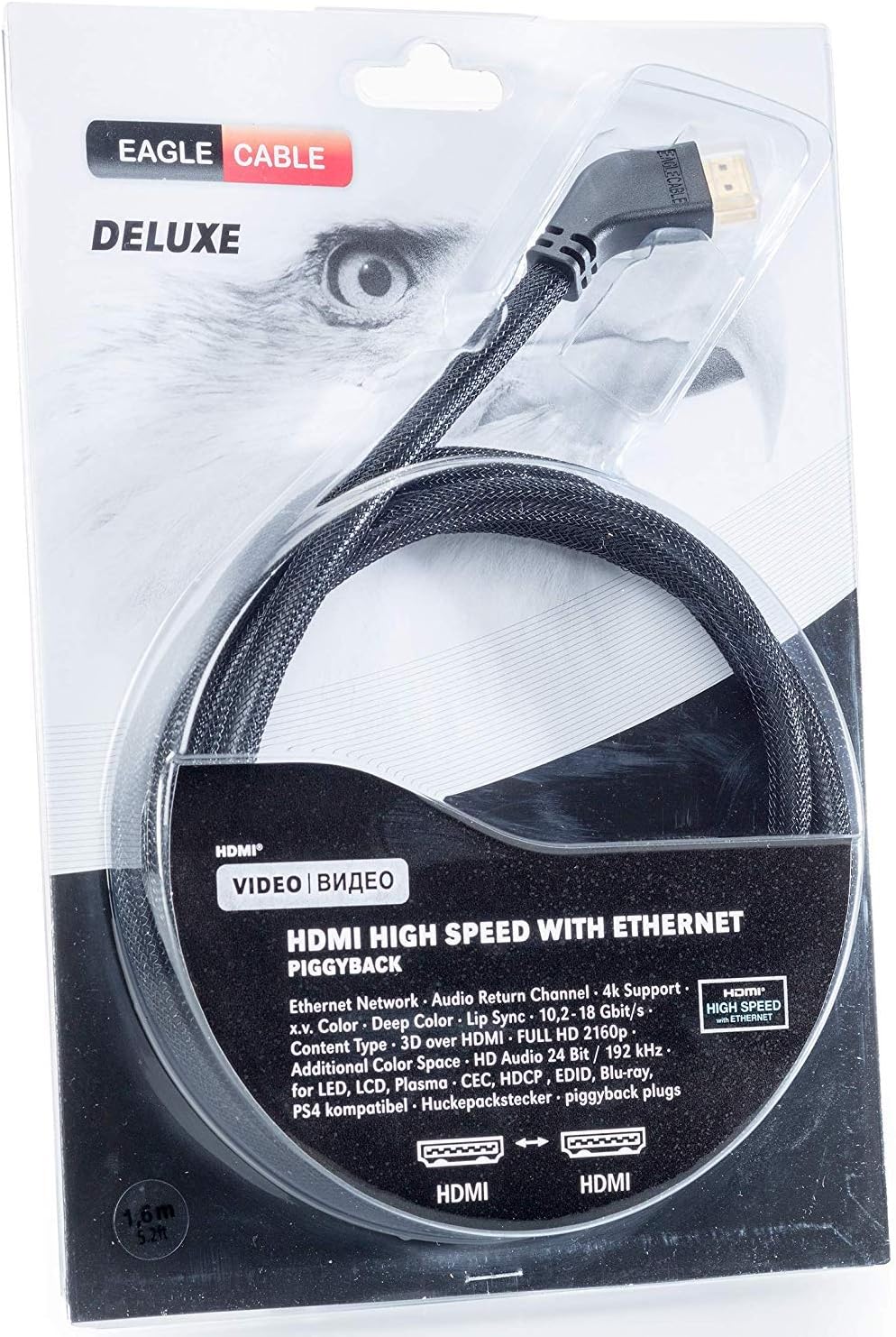 Eagle Cable by INAKUSTIK – 10011048 - Deluxe High Speed HDMI 2.0b Kabel mit Ethernet | gewinkelte St
