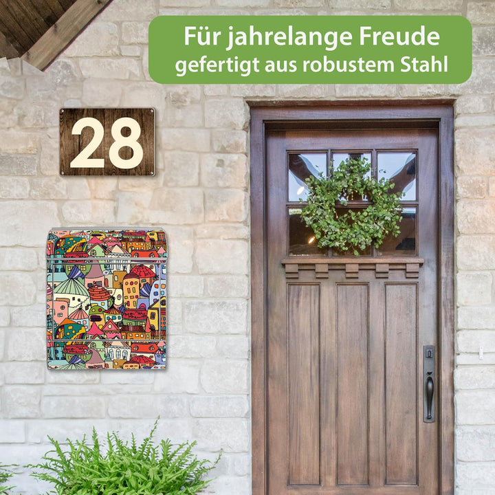 banjado Design Briefkasten personalisiert 38,5x46,5x13cm &amp; 2 Schlüssel - Briefkasten Stahl Weiss Zei