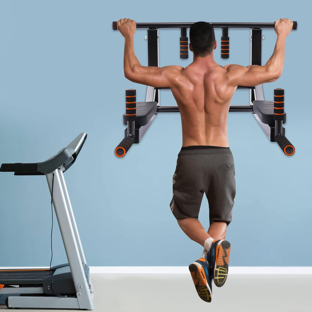Dip Station zur Wandmontage, Multifunktionales Trainingsgerät, Bauchmuskeltrainer, bis 200 kg belast