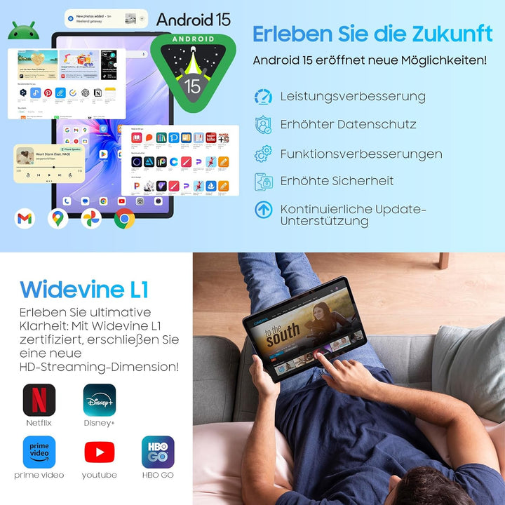 Blackview Tab90 WiFi Android 14 Tablet 11 Zoll,12(4+8Expansion) GB RAM 128GB Speicherplatz(2TB TF),G