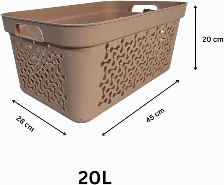 Plastard Wäschekorb 3er Set 20 Liter Pink aus Kunststoff mit Griffen | Stapelbar, robust &amp; leicht zu