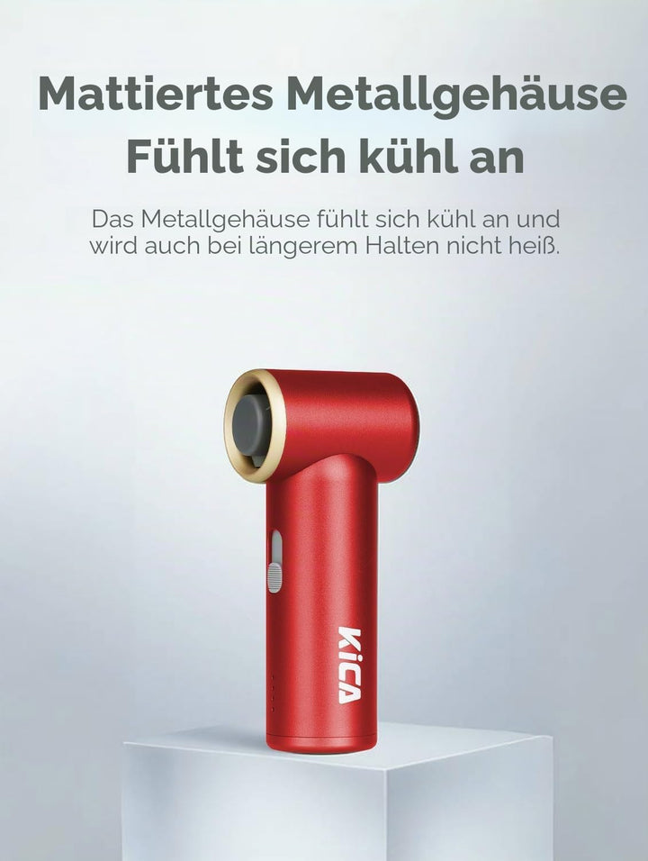 Kica JetFan Mini, Premium Handventilator, Tragbarer Ventilator - Rot, Rot