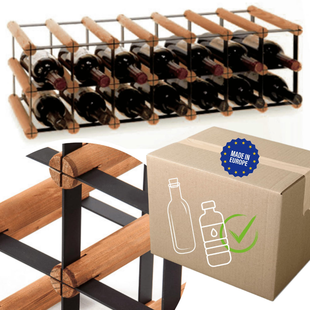 Weinregal aus Metall &amp; Holz für 14 Flaschen, 22,5x72,5x25cm, freistehender Weinständer, Getränkerega