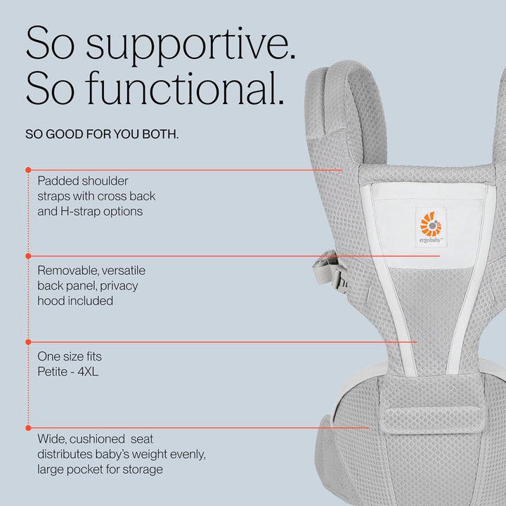 Ergobaby Alta Hip Seat Babytrage mit Babyhüftsitz für Babys und Kleinkinder ab 4 Monaten (5,5 kg - 2
