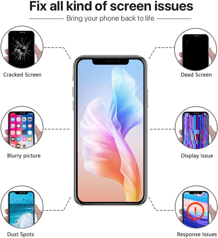 for iPhone Screen Replacement, 3D Touch Screen Display Digitizer Frame Assembly Repair Kits + Waterp