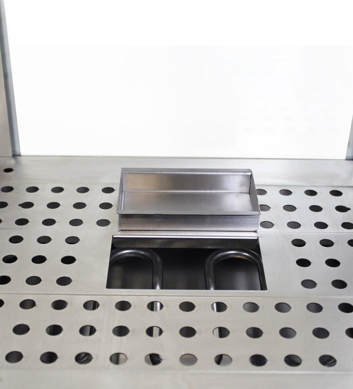 Beeketal 'BHT-1' Profi Gastro Heisse Theke Warmhaltevitrine aus Edelstahl mit Beleuchtung, Krümelsch