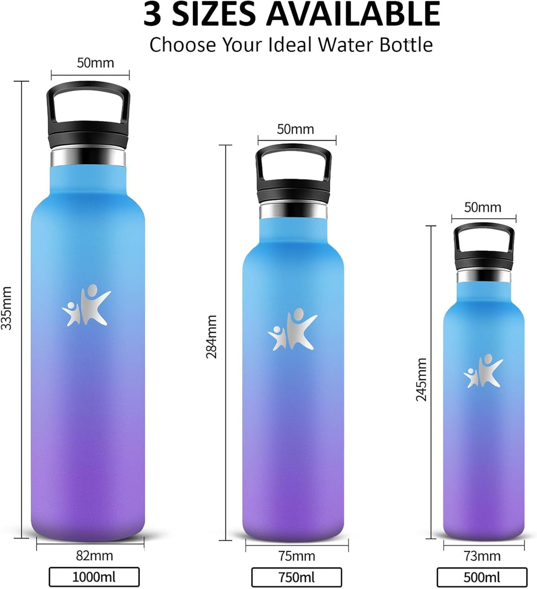 Thermosflasche- 750ml- Trinkflasche Edelstahl, Trinkflasche Sport, BPA-Frei, Wasserflasche Doppelwan