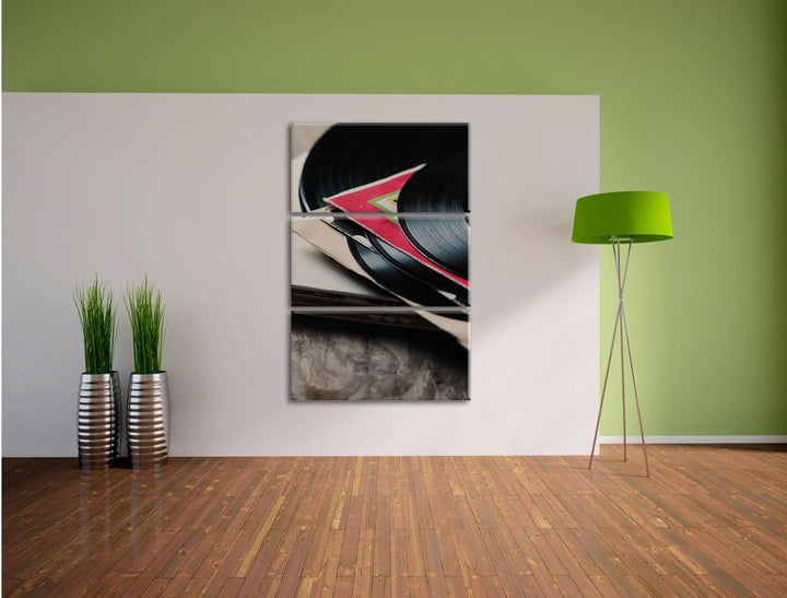 Pixxprint Mixtape Schallplatte DJ 3-Teiler Leinwandbild 120x80 Bild auf Leinwand