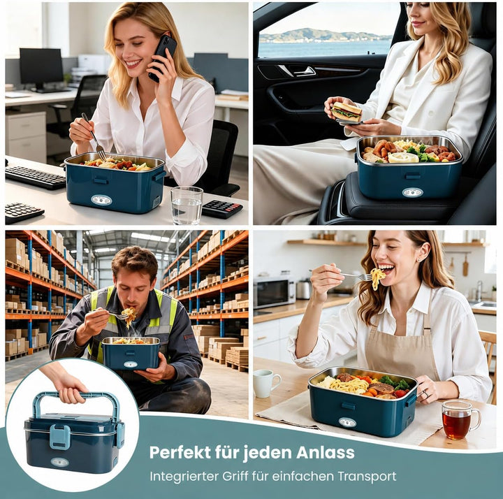 Anykuu Elektrische Lunchbox 100W 1,8L grosse Kapazität Lunchbox elektrisch 3-in-1 12V/24V/220V Wärme