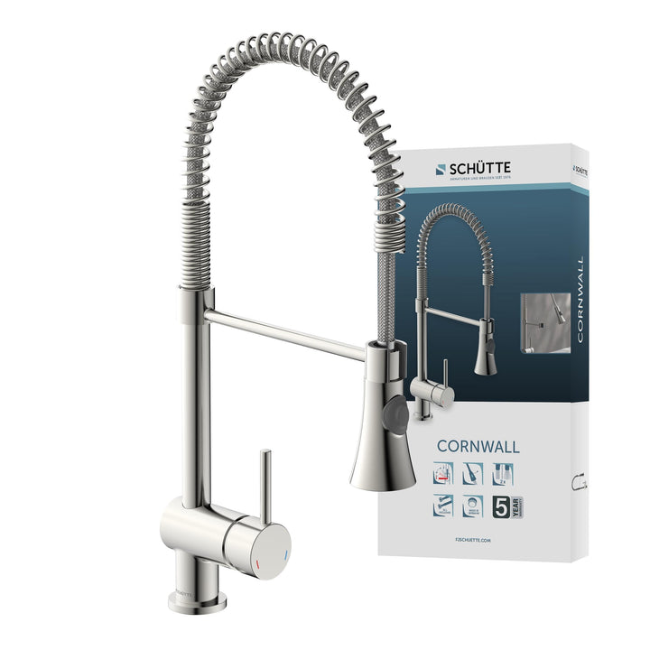 SCHÜTTE 79155 CORNWALL Küchenarmatur, Einhebelmischer mit ausziehbarer Geschirrbrause, 360 Grad schw