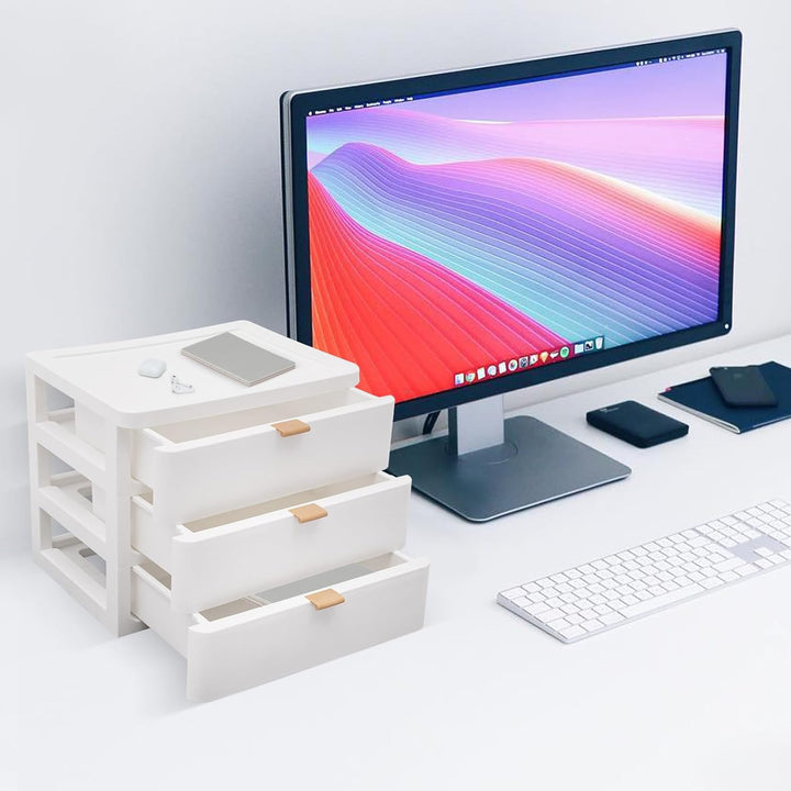 3/4 Lagen Aufbewahrungsbox Mit Schubladen Weiss Schreibtisch Organizer Modern Geeignet zur Aufbewahr