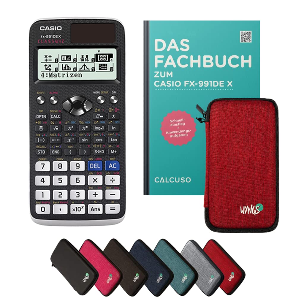 CALCUSO Standardpaket: Casio FX-991 DE X technisch-wissenschaftlicher Taschenrechner + WYNGS Schutzt