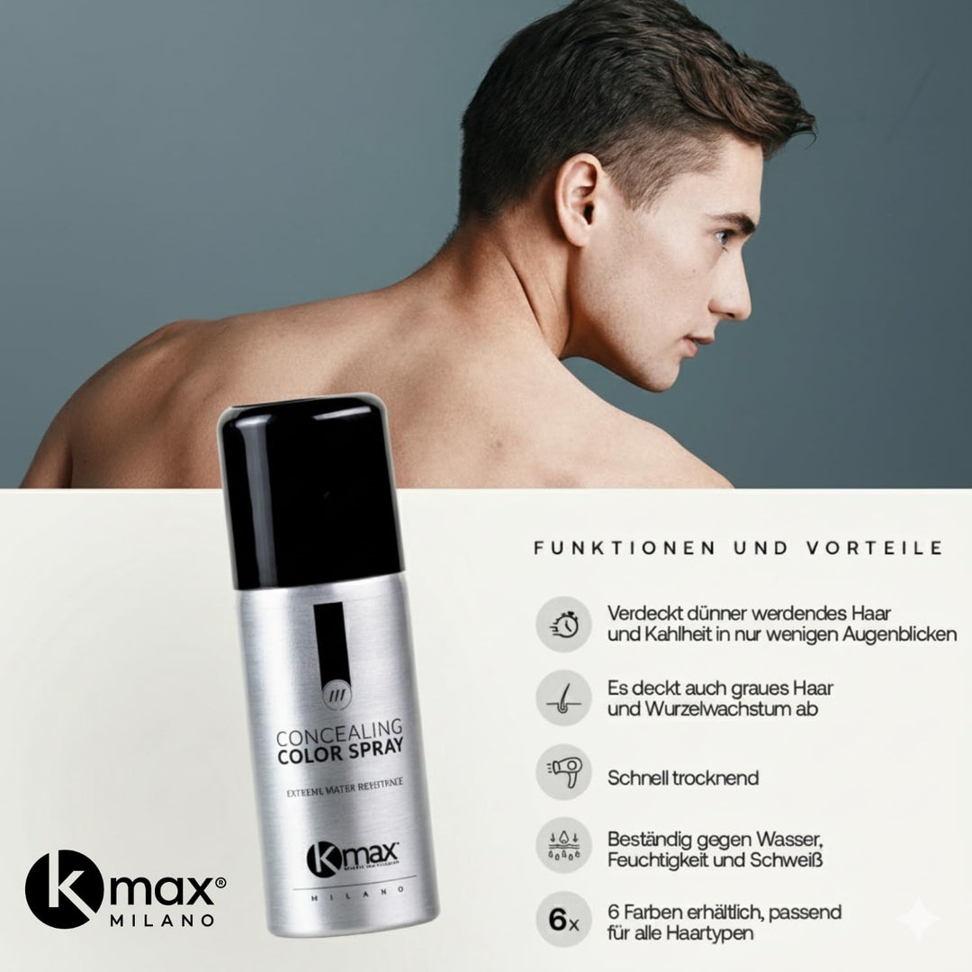 Kmax Color Spray 100ml, Farbspray zur Abdeckung von Haarausfall und grauen Haaren, schnelle und natü