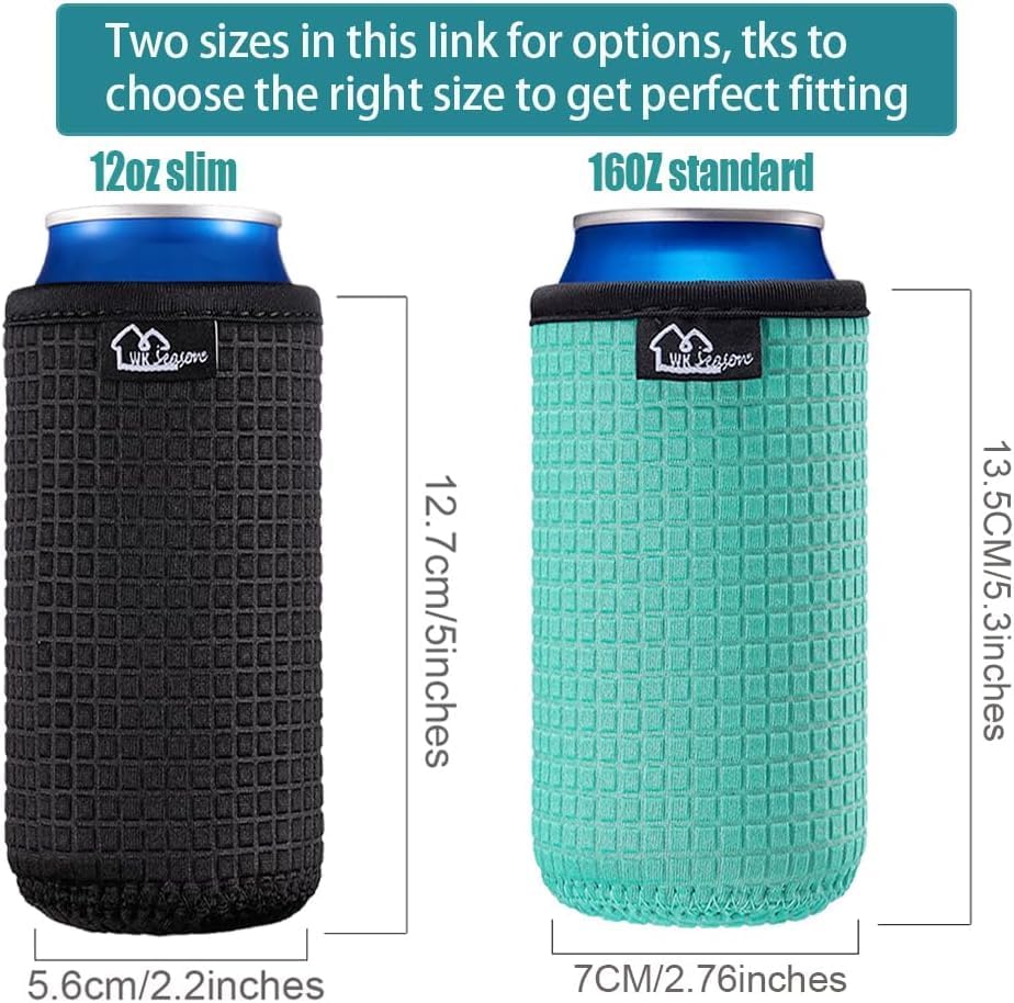 WK IEASON 12oz Slim Can Sleeves Insulators Neoprene Slim Can Covers 12OZ Beer Bottle Sleeves Coolers