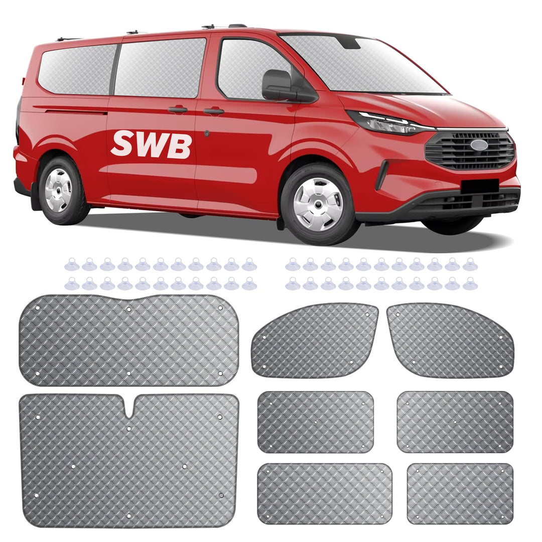 8Stk Thermomatte Fahrerhaus passend für Ford Transit Custom SWB, Interne Auto Sonnenblende Frontsche