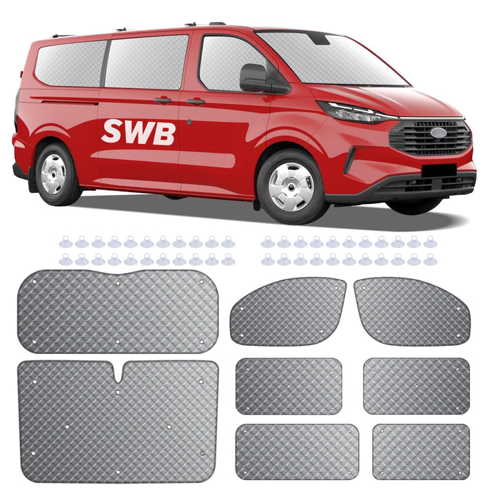 8Stk Thermomatte Fahrerhaus passend für Ford Transit Custom SWB, Interne Auto Sonnenblende Frontsche