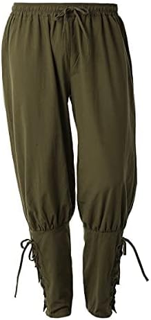 COSDREAMER Herren Mittelalterhose Wikinger Piraten Kostümhose Grau L L Grau, L Grau