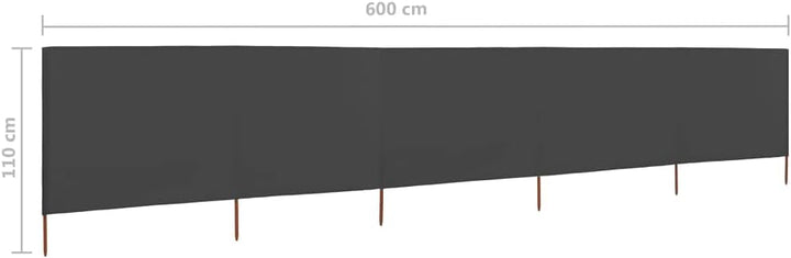 Windschutz, Strand-Windschutz für Camping, 5 Paneele, anthrazitgrauer Stoff, 600 x 80 cm, Sichtschut