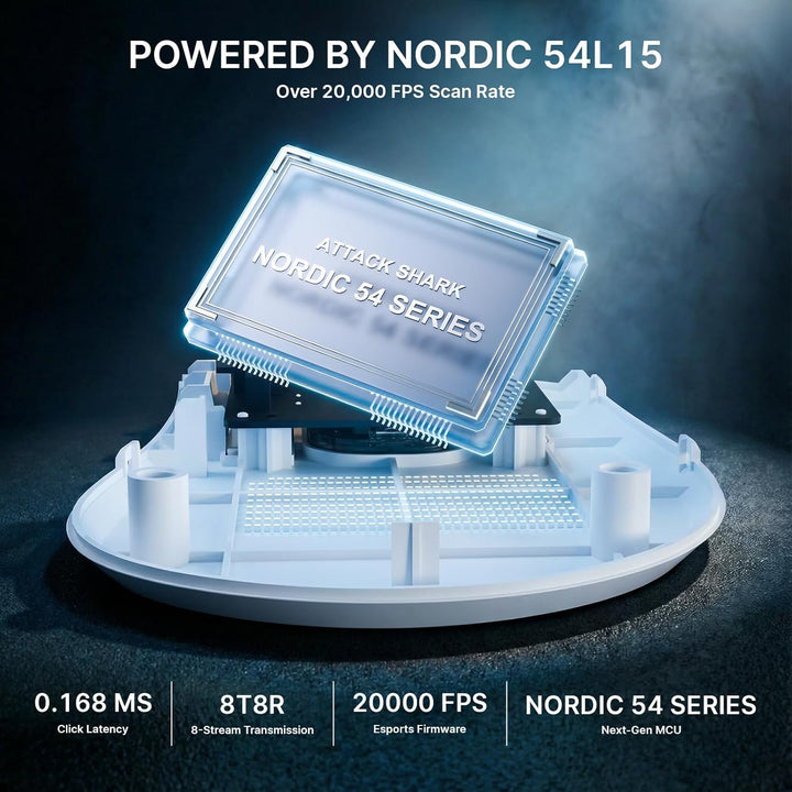 ATTACK SHARK V8 8000Hz Kabellose Gaming-Maus, Nordic 54L15 Chip, PAW3950MAX Sensor, 42000 DPI, 20000