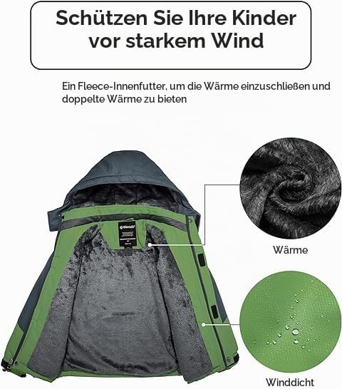 Wantdo Jungen Berg Ski Jacke Warmer Winter Fleece Mäntel Wasserdichter Atmungsaktive Jacke Outdoor K