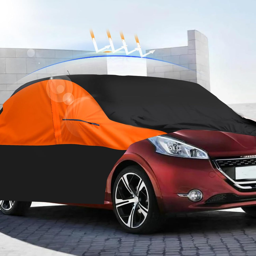 Autoabdeckung für Peugeot 208 2012-2019, 6 Schichten Outdoor Vollgarage mit Baumwolle gefüttert und