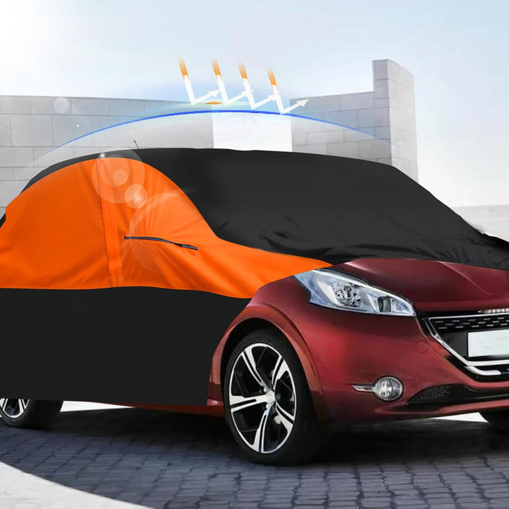 Autoabdeckung für Peugeot 208 2012-2019, 6 Schichten Outdoor Vollgarage mit Baumwolle gefüttert und