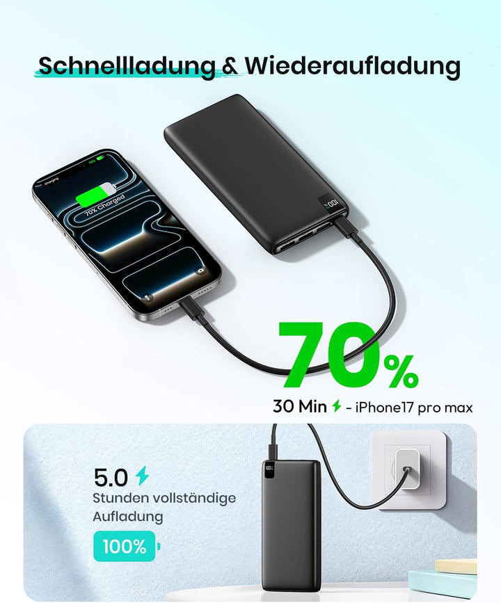 A ADDTOP-Power-Bank-Tragbares-Ladegerät-26800mAh – Hohe Kapazität Ladegerät mit 22,5 W Schnellladefu
