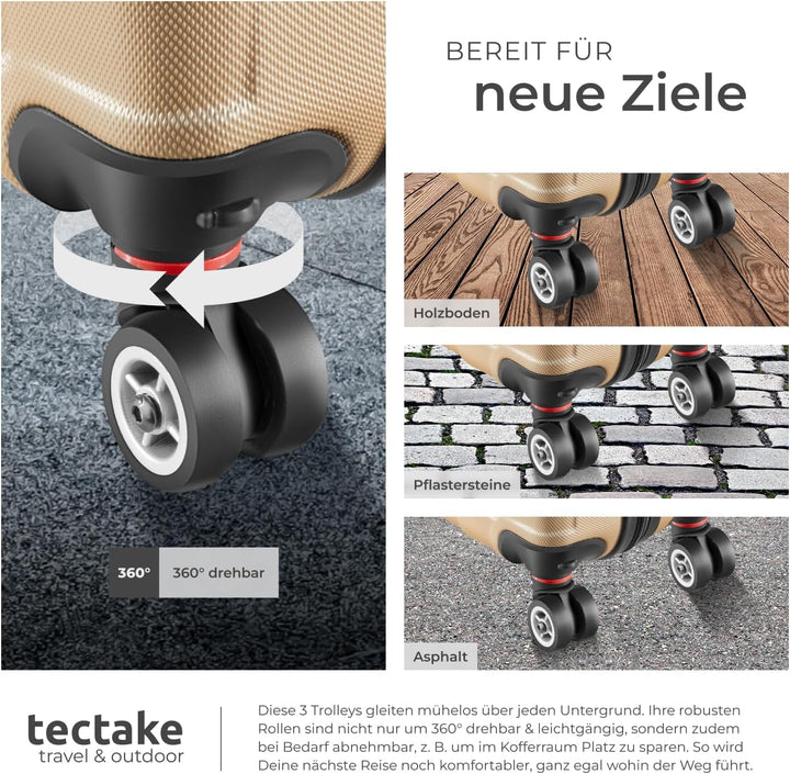 TecTake 800518 - Reisekofferset 3-teilig, aus Leichter Kunststoff-Hartschale, Leichtgängiges 360° Ro