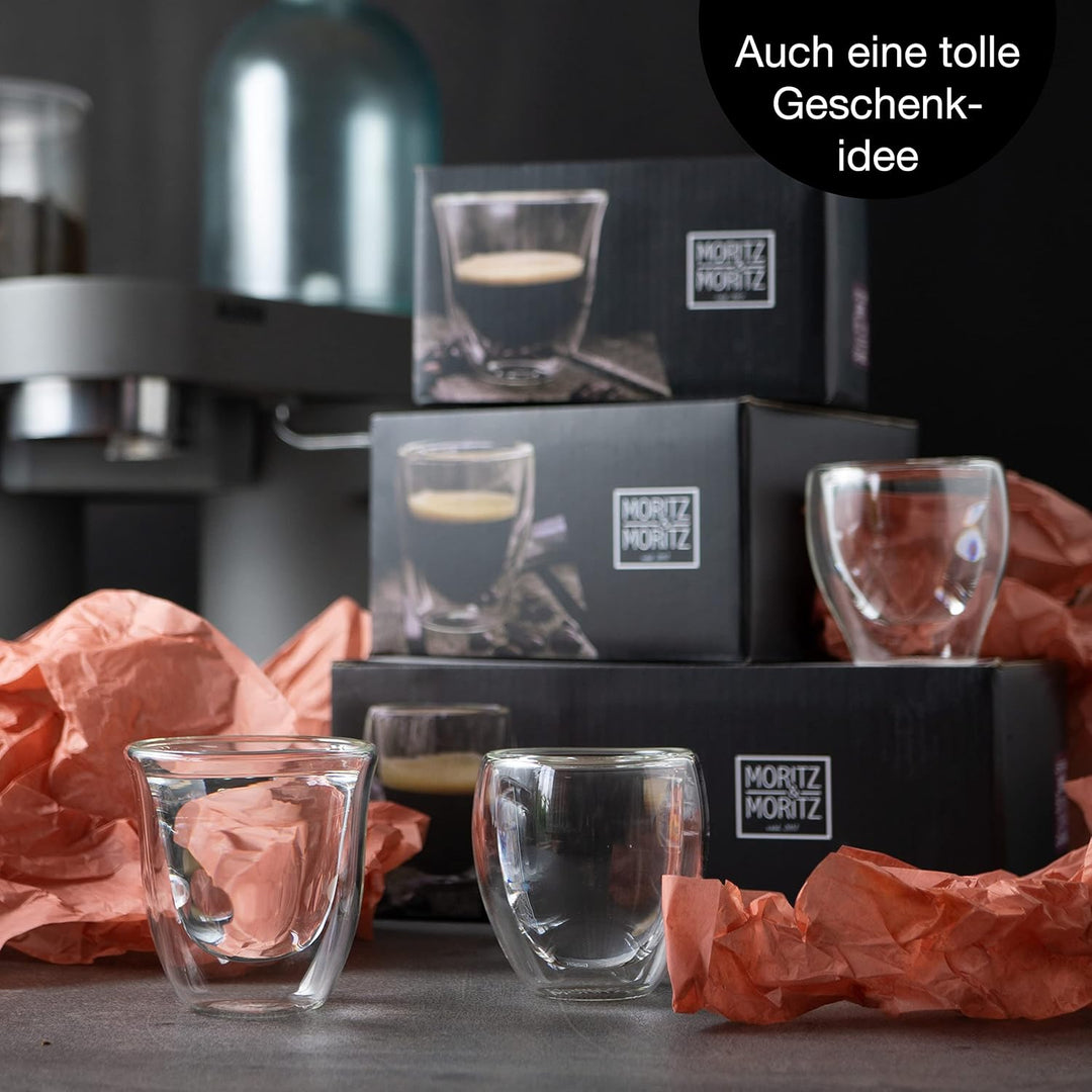Moritz & Moritz Barista Milano 6 x 60 ml Espressogläser Doppelwandig - Espresso Tassen Set aus Glas