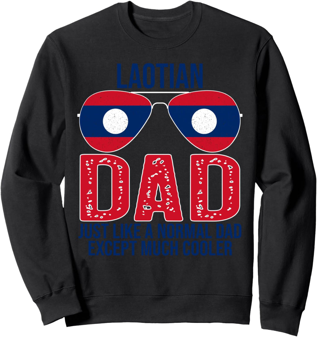 Vintage Laotian Dad Laos Flag Sunglasses Father's Day Sweatshirt