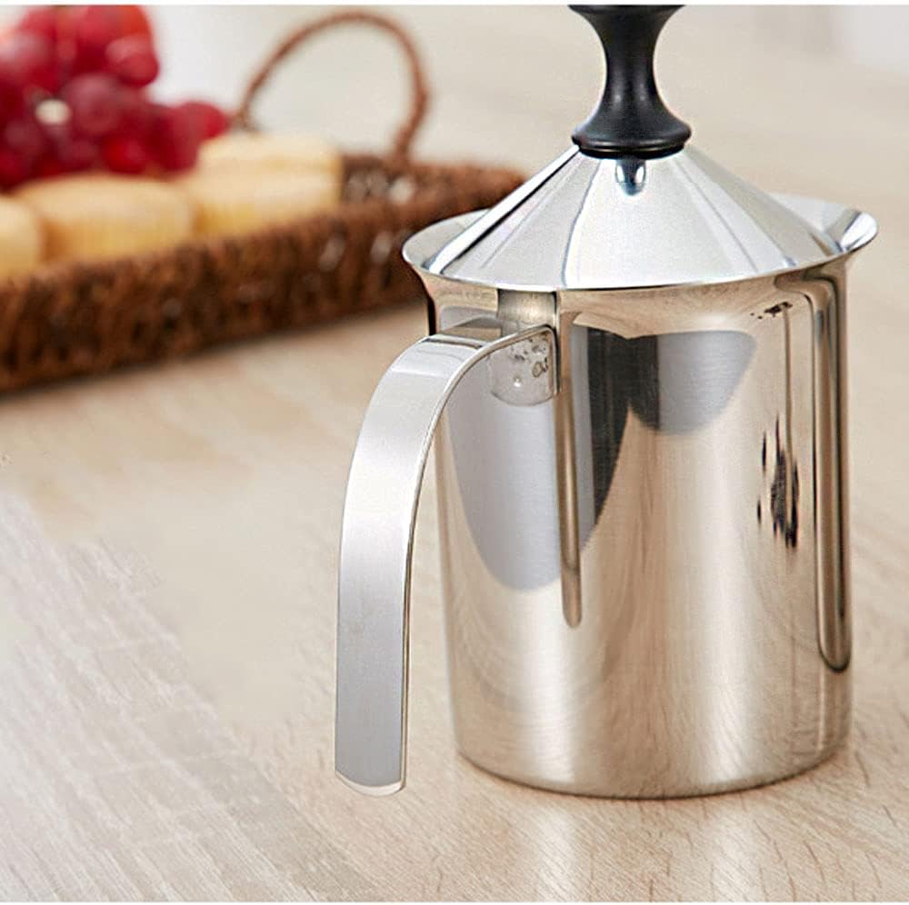 Manueller Milchaufschäumer, Edelstahl, Handpumpe, Milchaufschäumer, handbetriebener Milchschaummache