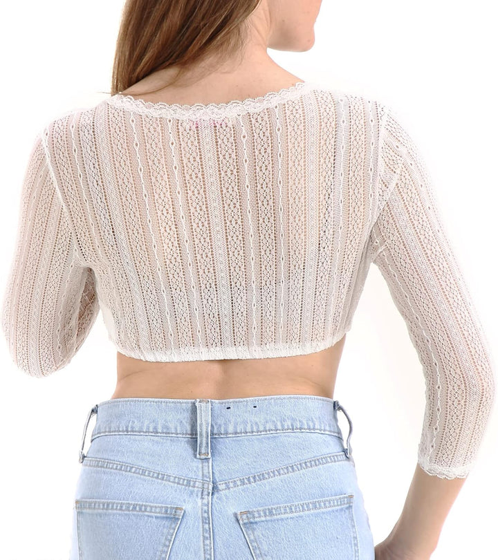 Kelliar Dirndlbluse Damen Trachtenbluse Creme Dirndl Bluse für Bavarian Oktoberfest 34 Creme-017, 34