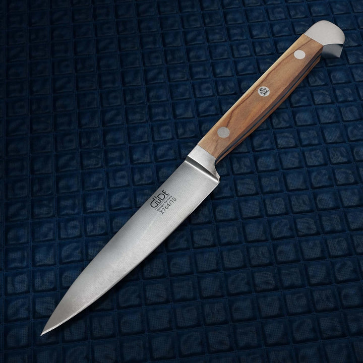 GÜDE Solingen - Spickmesser geschmiedet, 10 cm, Olivenholz, ALPHA OLIVE, Office Messer, Doppelkropf,