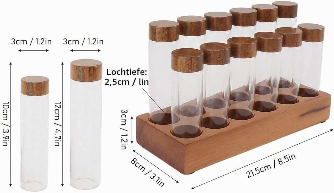 Kaffeebohnen-Aufbewahrungsröhrchen Einzeldosis, 6PCS oder 12PCS Kaffeebohnenkeller, Dosierglasfläsch