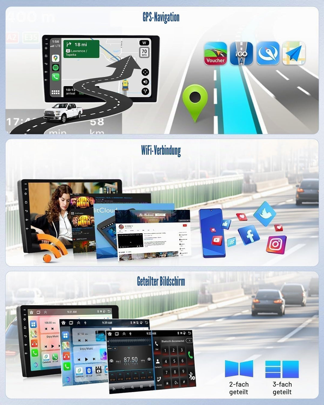 CAMECHO 6G+128G 8 Core Android 15 Autoradio für FIAT Ducato 3/Peugeot Boxer 2/Citroen Jumper 2 mit N