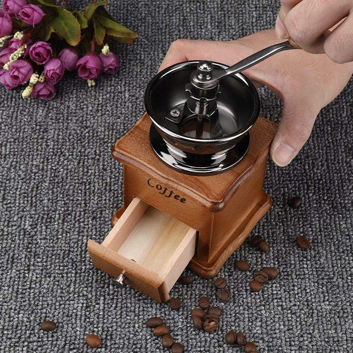 Queen.Y kaffeemühle Manuell, Tragbare Retro-Bohnenmühle mit Holzschublade Manuelle Minimühle für Zuh