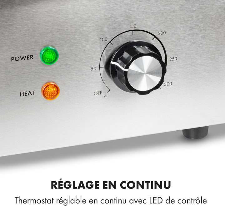 Klarstein Elektrogrill, Grillplatte, Elektrische Grillplatte, Tischgrill, Elektrogrill aus Edelstahl