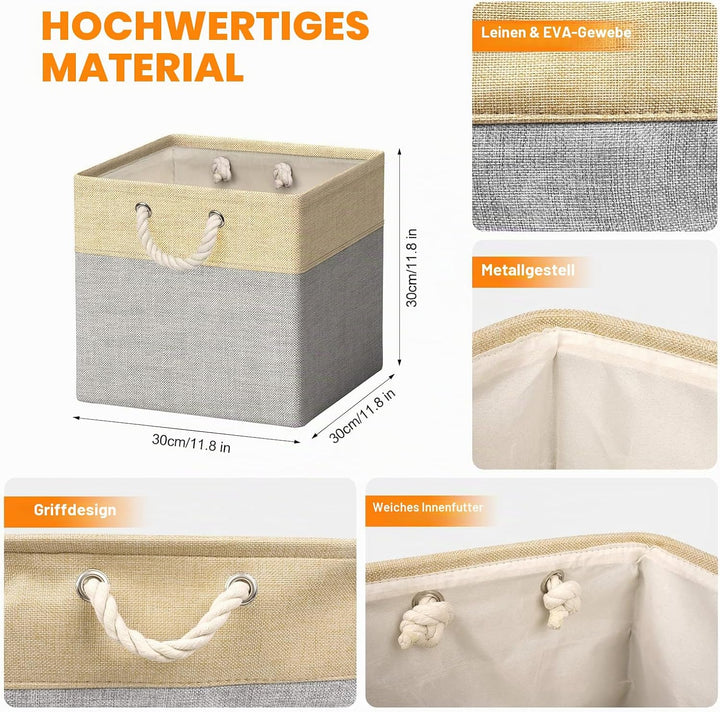 RIWNNI Aufbewahrungsbox Stoff 30x30 [4-Pack], Faltbarer Aufbewahrungsbox für Stoff, Ideal für Kallax