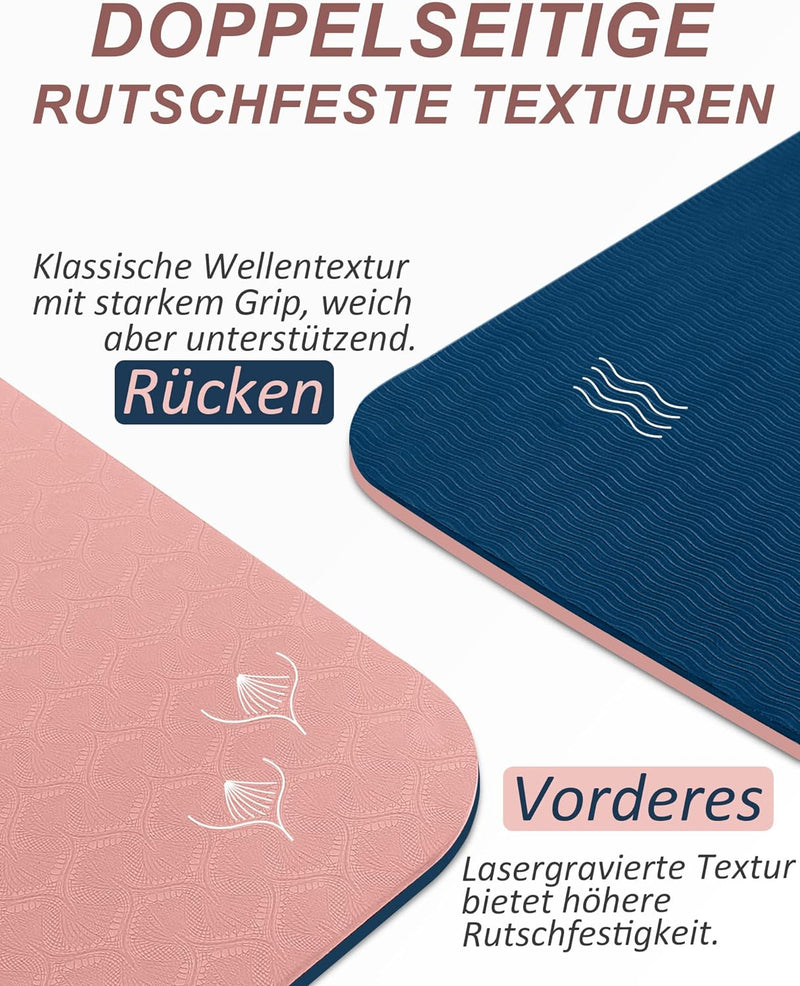 BEAUTYOVO Yoga Matte Breiter 81cm, Yogamatte Rutschfest Breit, 8mm Dicke Sportmatte Fitnessmatte Rut