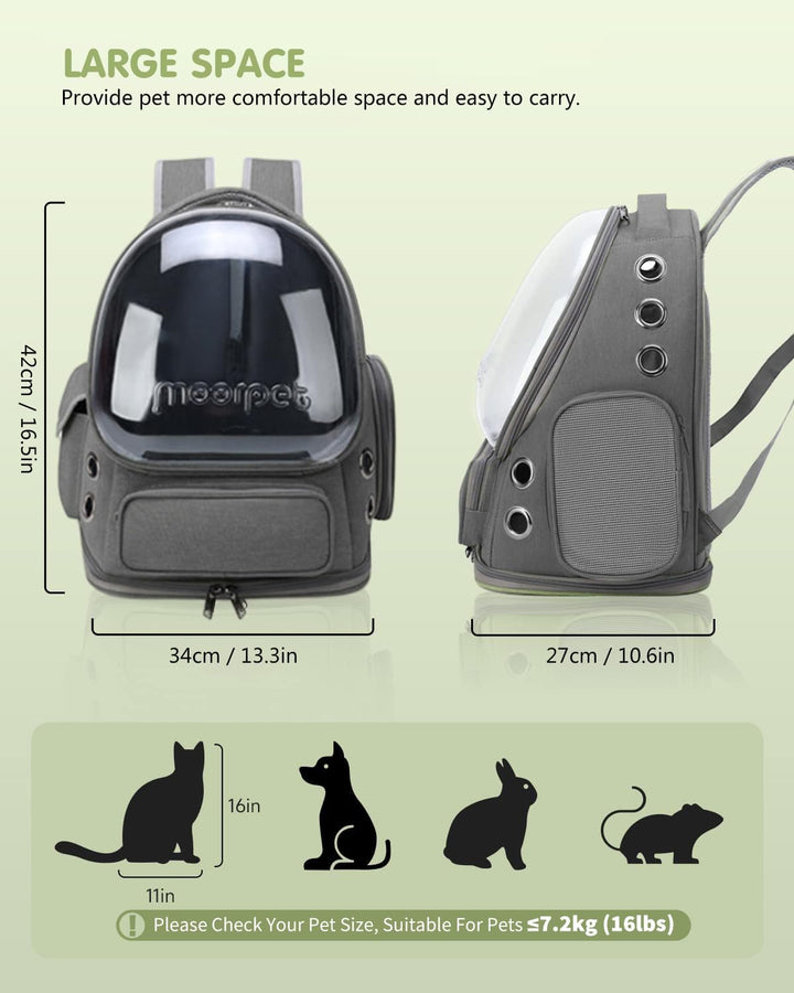 PETCUTE Haustier Rucksack,Tragbar Raumkapsel Hunde Katzen Rucksack mit Herausnehmbarer Matte,Atmungs