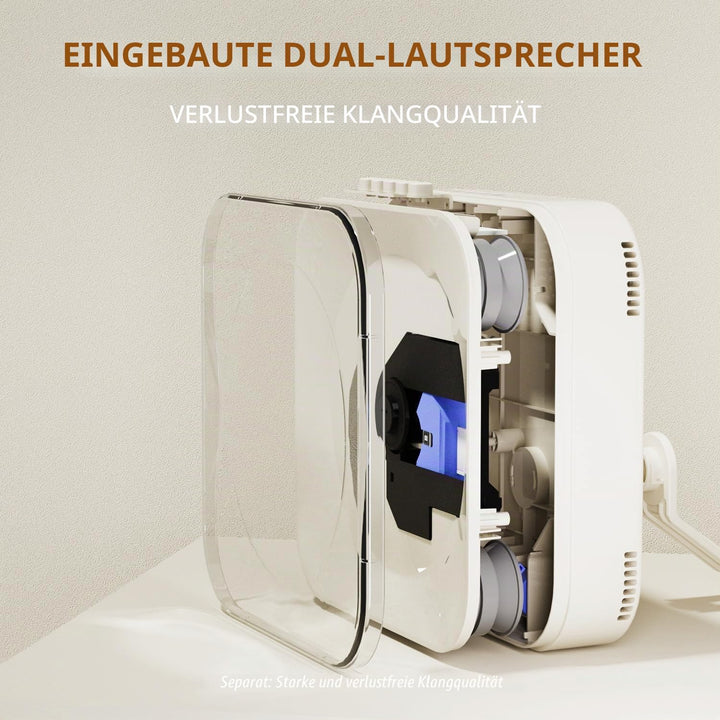 Tragbarer CD-Player mit transparentem Deckel, Lautsprecher, Bluetooth, USB-Anschluss